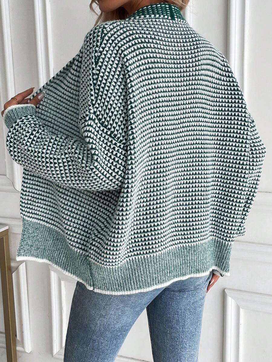 Harper Ombre Knit Open Front Cardigan with Collar - view 3