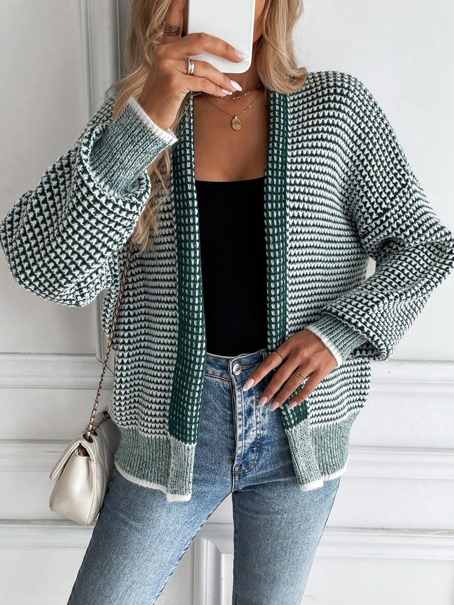 Harper Ombre Knit Open Front Cardigan with Collar - view 5