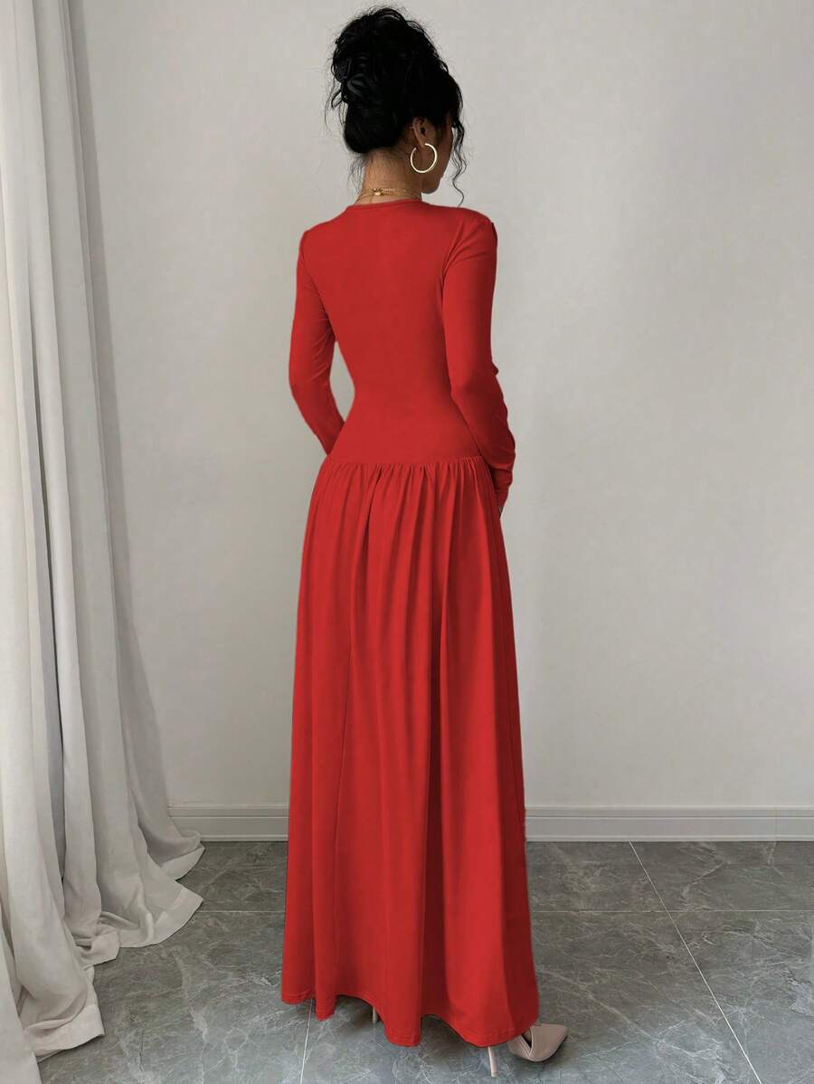 Peggy V-Neck Ruched Wrap Maxi Dress - view 8