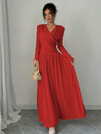 Peggy V-Neck Ruched Wrap Maxi Dress - view 10
