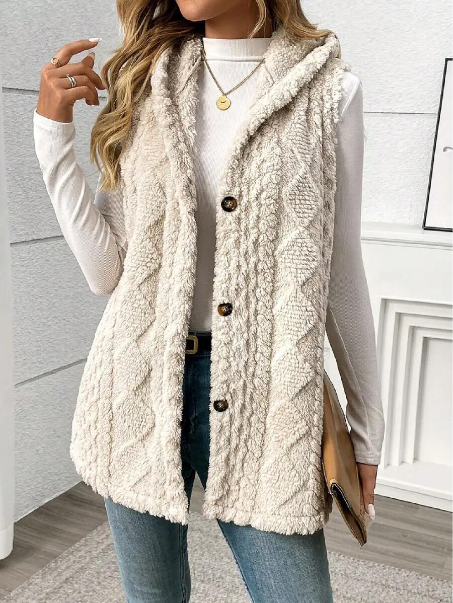 Mabel Sleeveless Hooded Fleece Gilet - front view