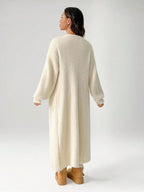 Rosie Long Duster Cardigan with Fuzzy Knit Texture, Cosy Midi Length Layer - view 3