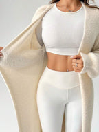 Rosie Long Duster Cardigan with Fuzzy Knit Texture, Cosy Midi Length Layer - view 5