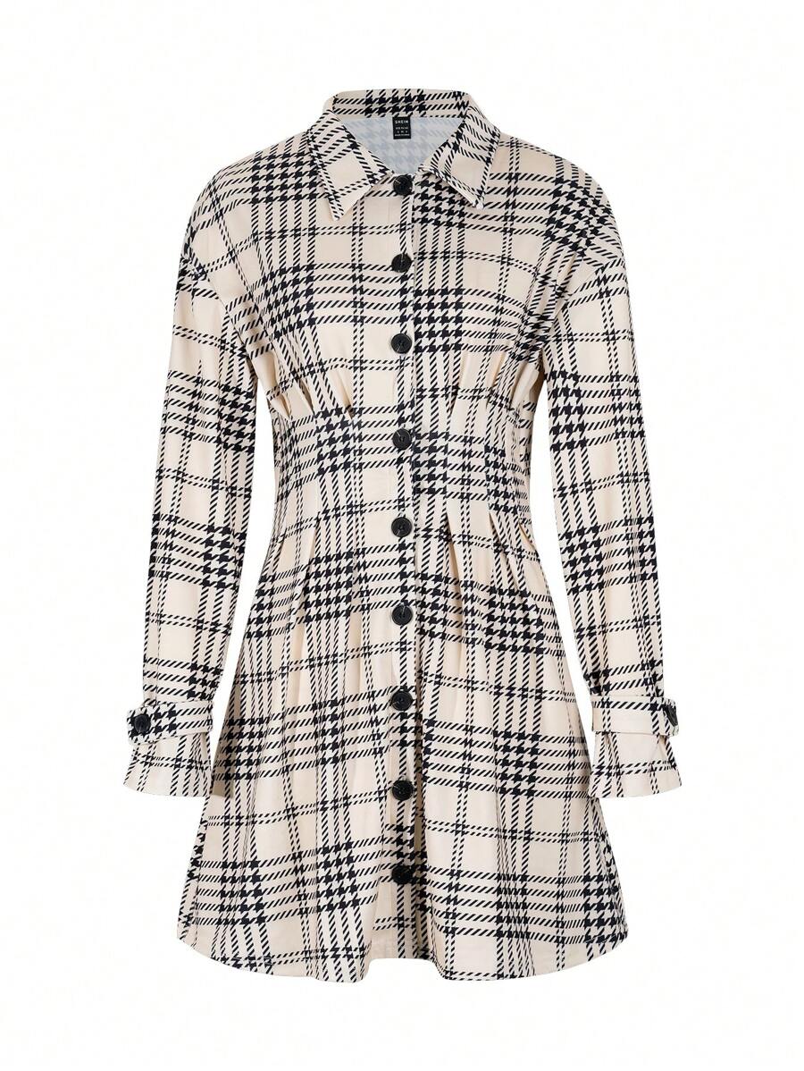 Saskia Plaid Button Front Shirt Dress - view 3