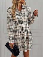 Saskia Plaid Button Front Shirt Dress - view 4