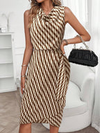 Libby Geometric Print Cowl Neck Asymmetric Hem Dress - view 12
