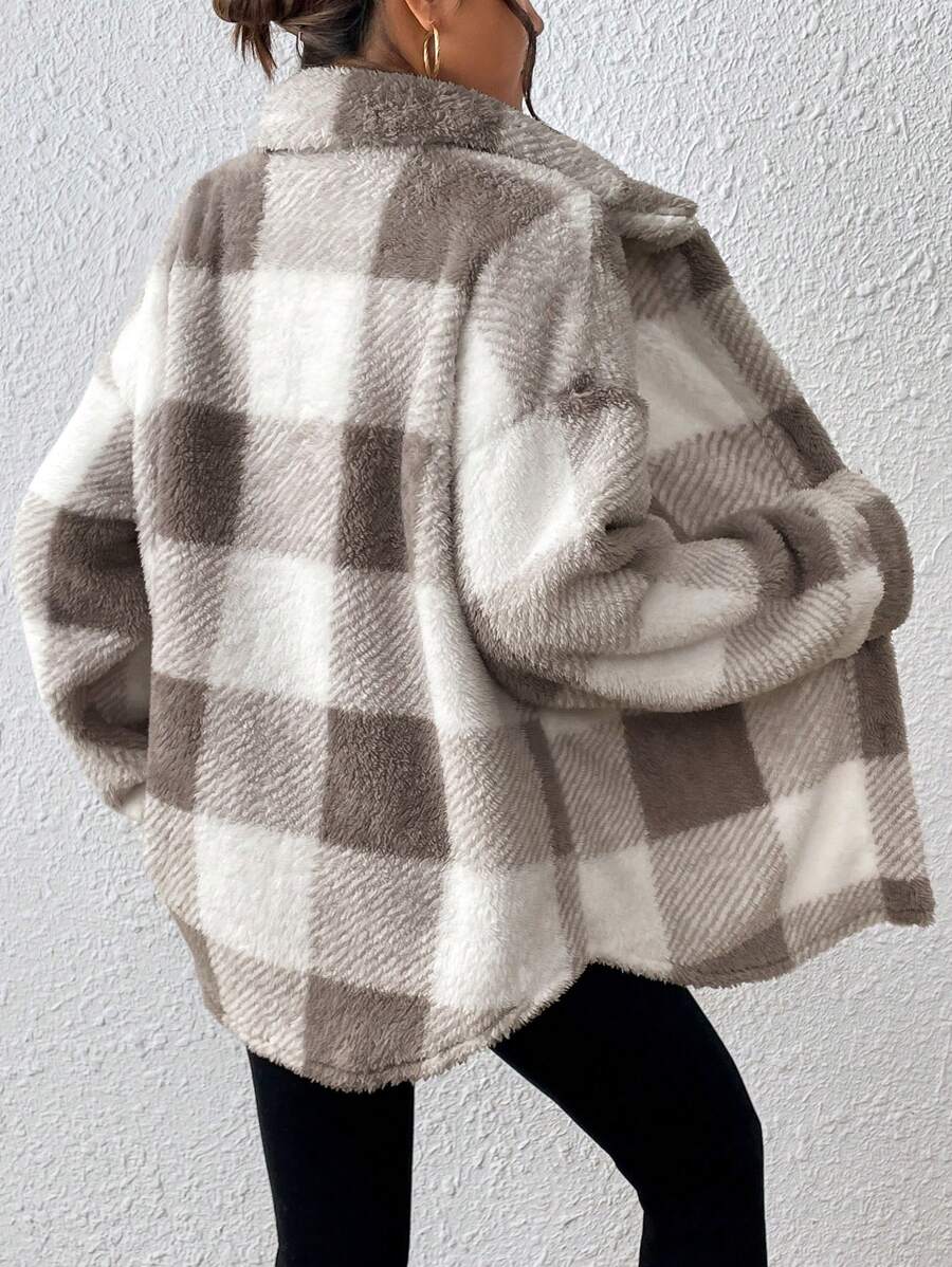 Tamsin Gingham Teddy Button Front Jacket - view 10