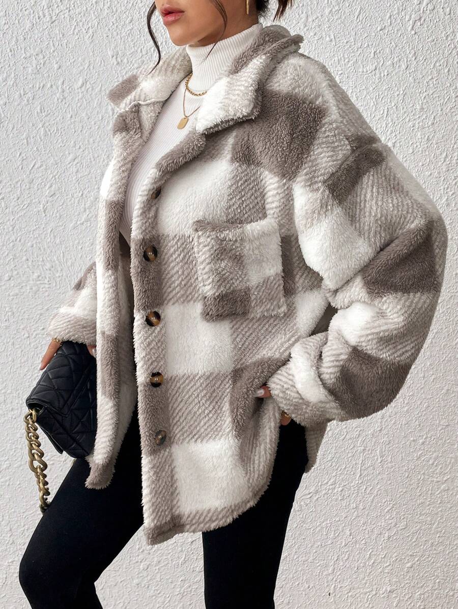 Tamsin Gingham Teddy Button Front Jacket - view 13