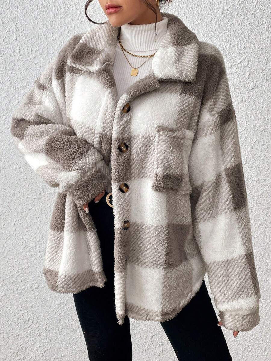 Tamsin Gingham Teddy Button Front Jacket - view 14