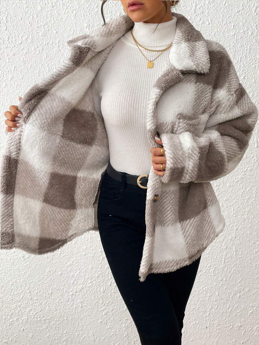 Tamsin Gingham Teddy Button Front Jacket - view 16