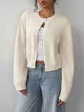 Maya Round Neck Button Front Cardigan - front view