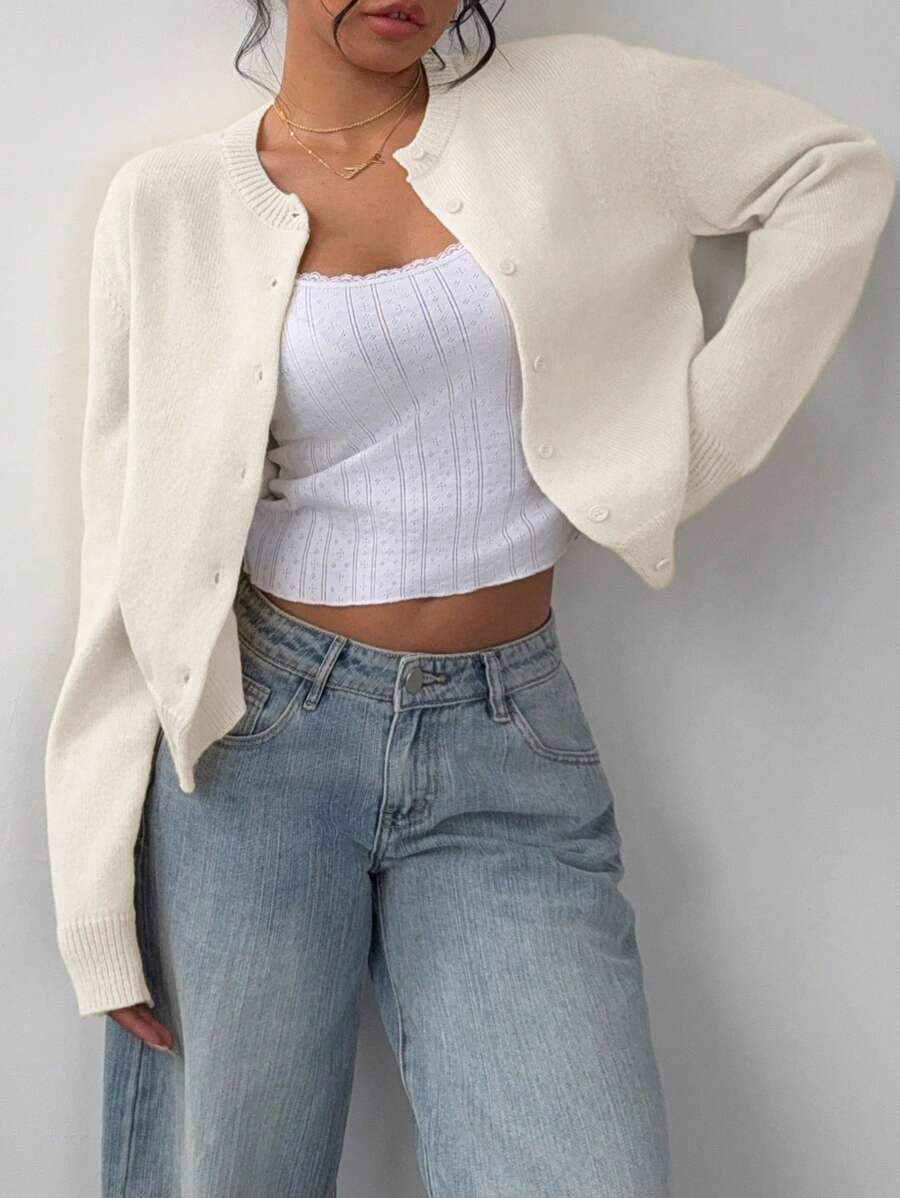Maya Round Neck Button Front Cardigan - view 4