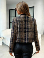 Nell Plaid Tweed Open Front Jacket - view 2