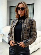 Nell Plaid Tweed Open Front Jacket - view 3
