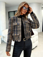 Nell Plaid Tweed Open Front Jacket - view 4