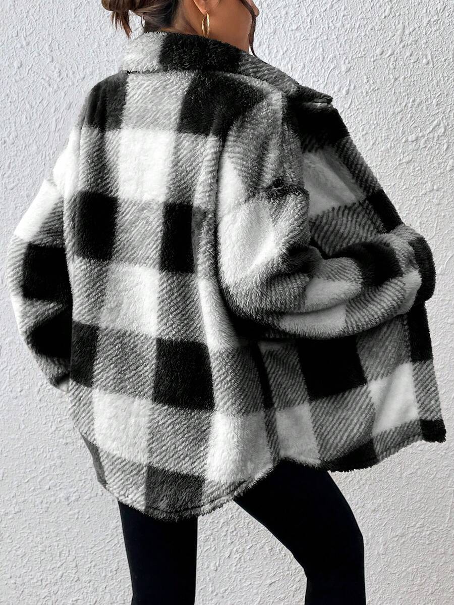 Tamsin Gingham Teddy Button Front Jacket - view 18