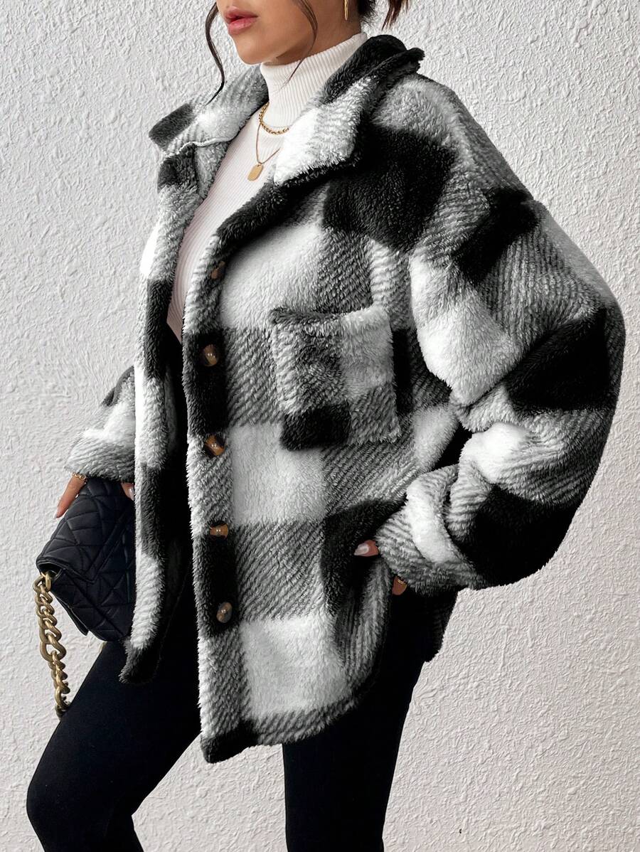 Tamsin Gingham Teddy Button Front Jacket - view 21