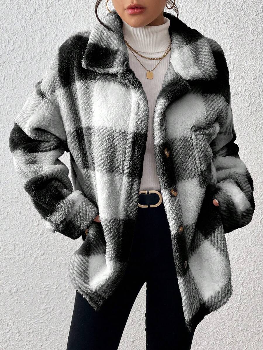 Tamsin Gingham Teddy Button Front Jacket - view 22