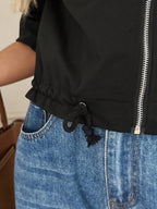 Hettie Stand Collar Drawstring Short Jacket - view 14