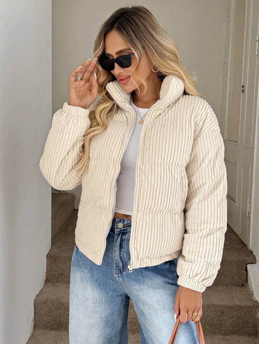 Marnie Zip Front Corduroy Padded Coat - view 7
