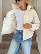 Marnie Zip Front Corduroy Padded Coat - view 8