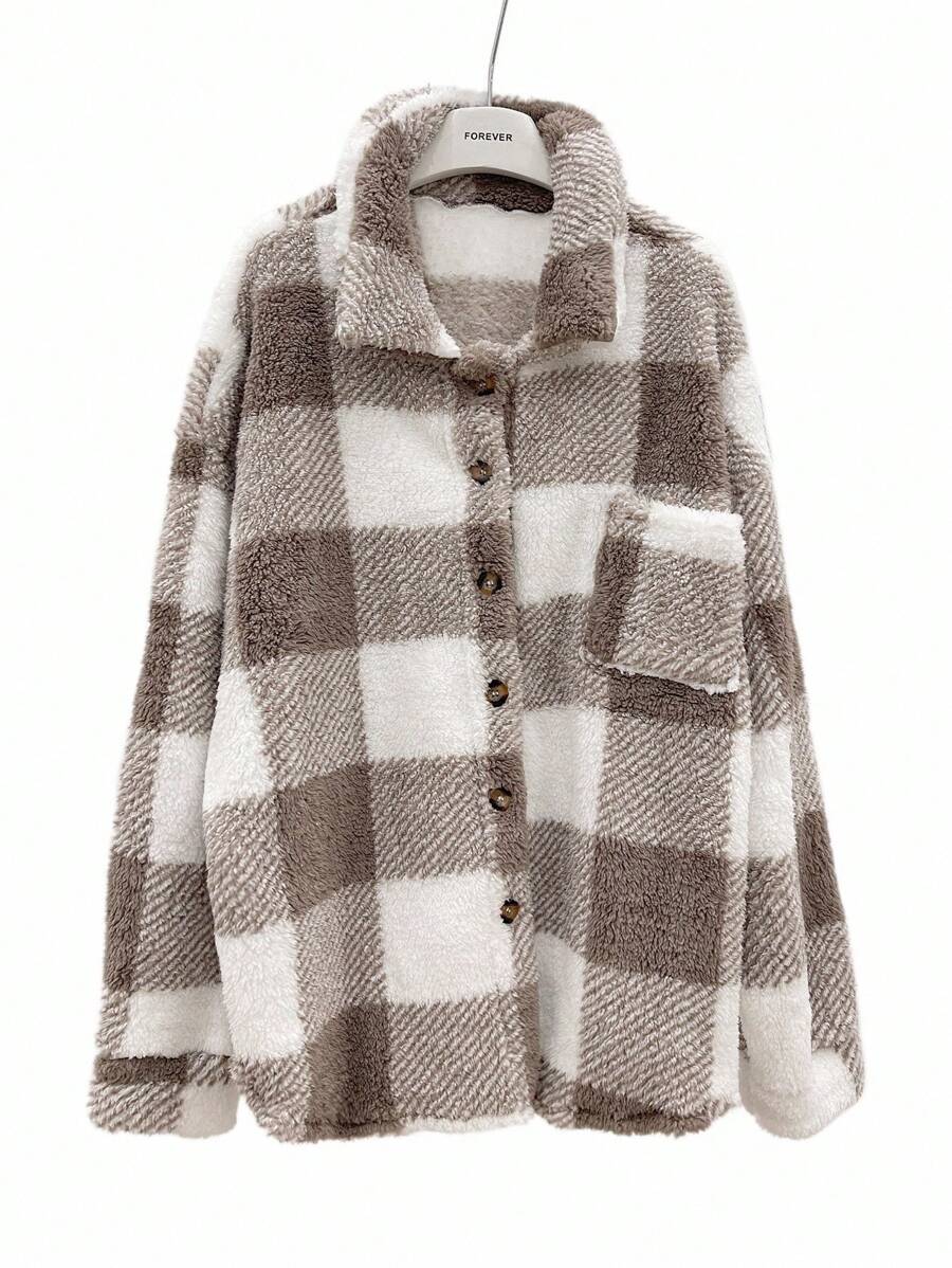 Tamsin Gingham Teddy Button Front Jacket - view 15