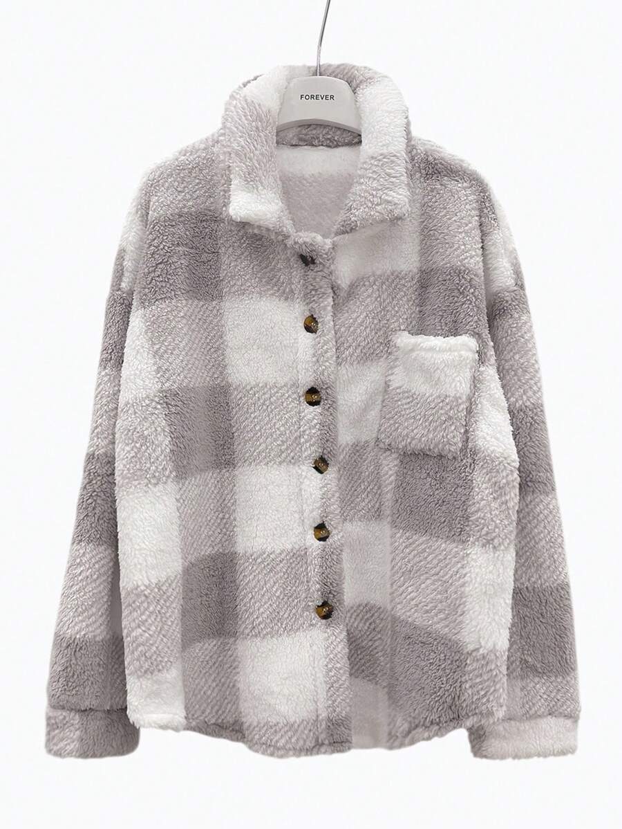 Tamsin Gingham Teddy Button Front Jacket - view 7