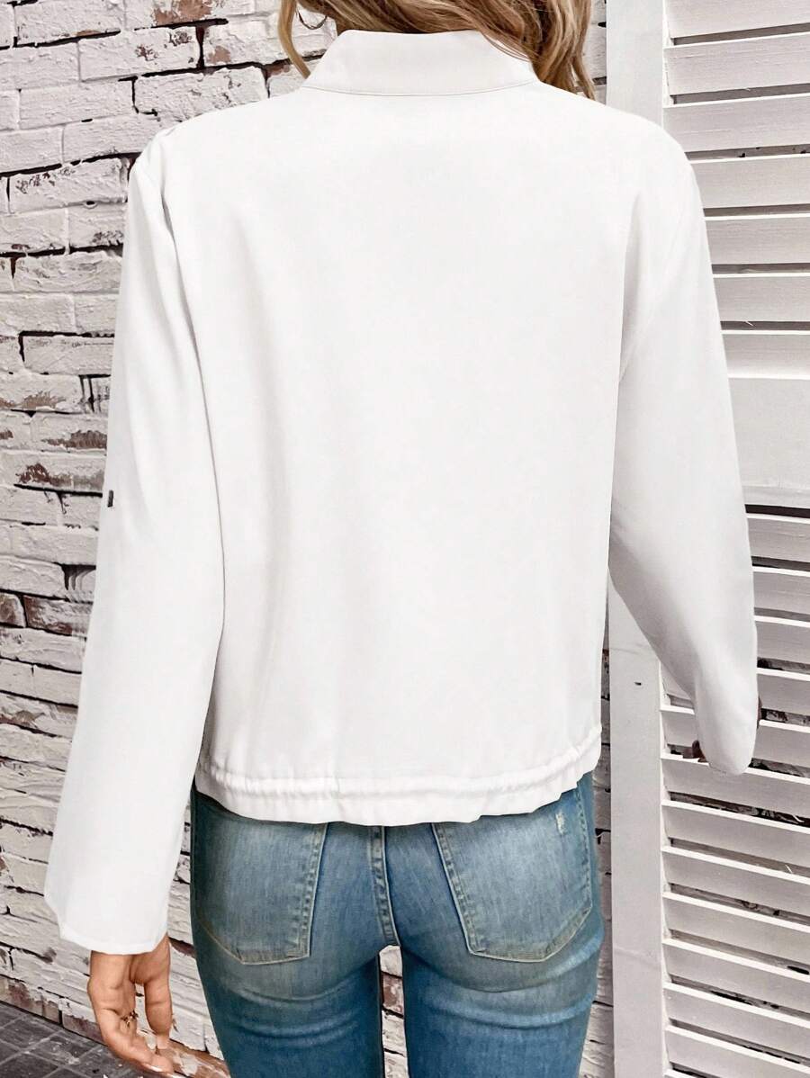Hettie Stand Collar Drawstring Short Jacket - view 30