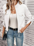 Hettie Stand Collar Drawstring Short Jacket - view 34