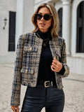 Nell Plaid Tweed Open Front Jacket - front view