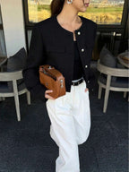 Betsy Round Neck Textured Button Front Jacket - view 4