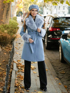 Junie Faux Fur Collar Double-Breasted Midi Coat - view 9