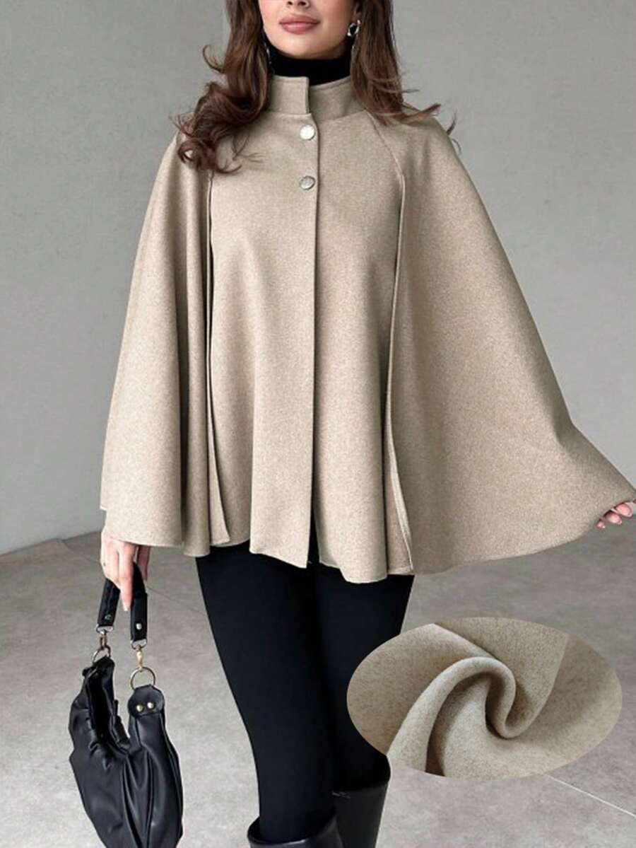 Hazel Cape Sleeve Stand Collar Overcoat - view 3