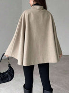 Hazel Cape Sleeve Stand Collar Overcoat - view 4