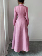 Kit Lapel Button-Front A-Line Long Dress - view 6