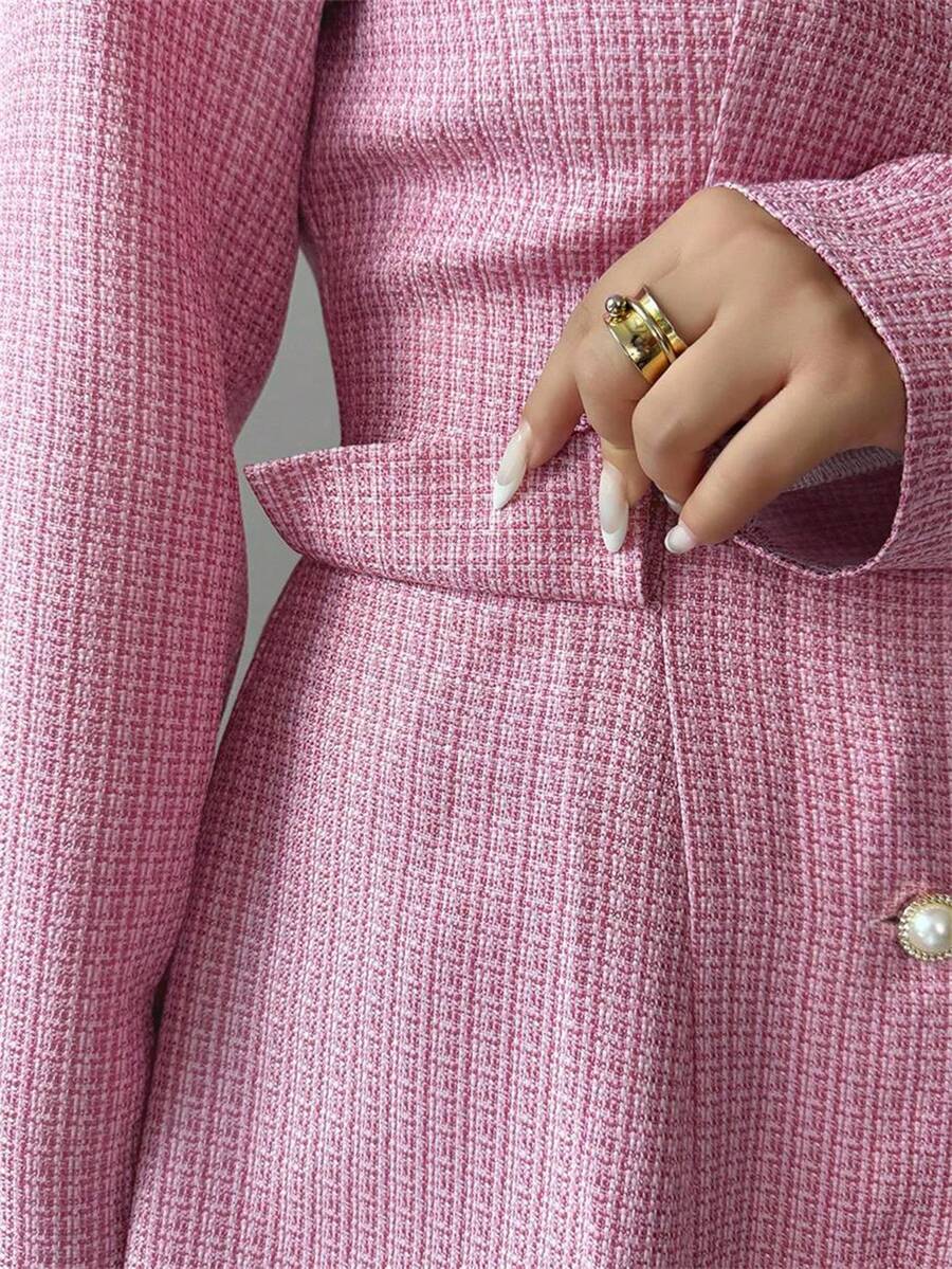 Kit Lapel Button-Front A-Line Long Dress - view 8