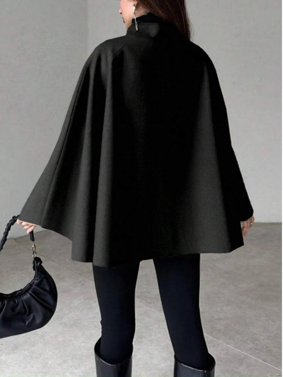 Hazel Cape Sleeve Stand Collar Overcoat - view 7