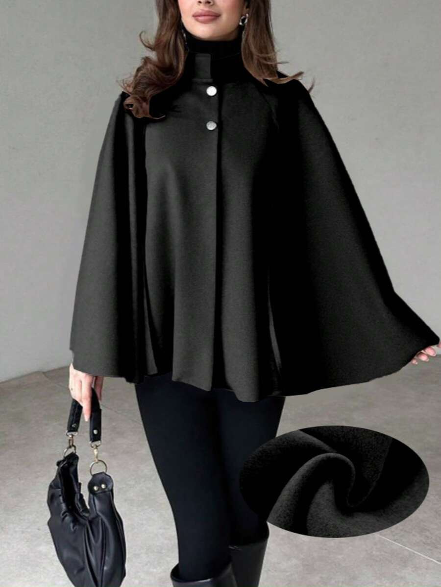 Hazel Cape Sleeve Stand Collar Overcoat - view 5