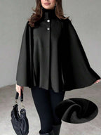 Hazel Cape Sleeve Stand Collar Overcoat - view 5