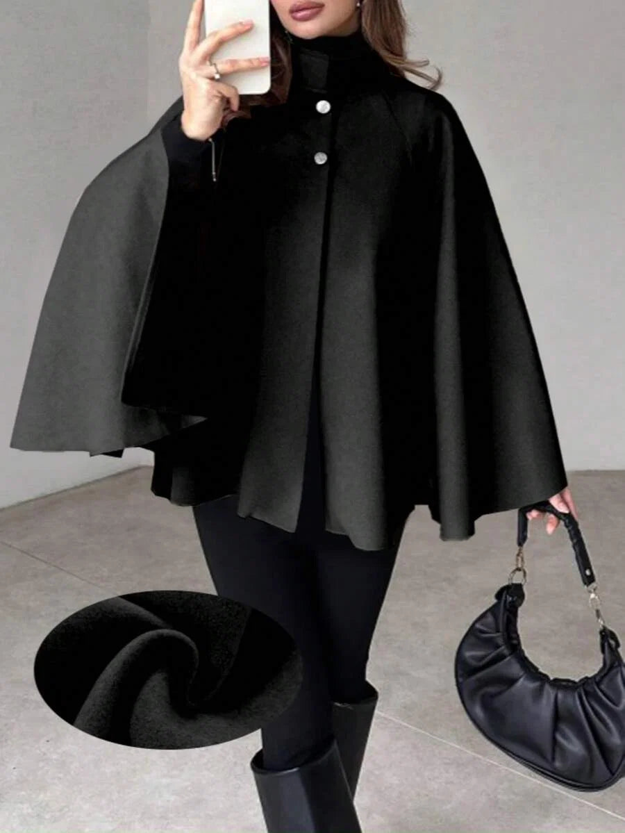 Hazel Cape Sleeve Stand Collar Overcoat - view 6