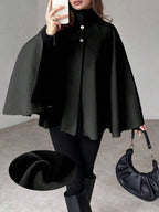 Hazel Cape Sleeve Stand Collar Overcoat - view 6