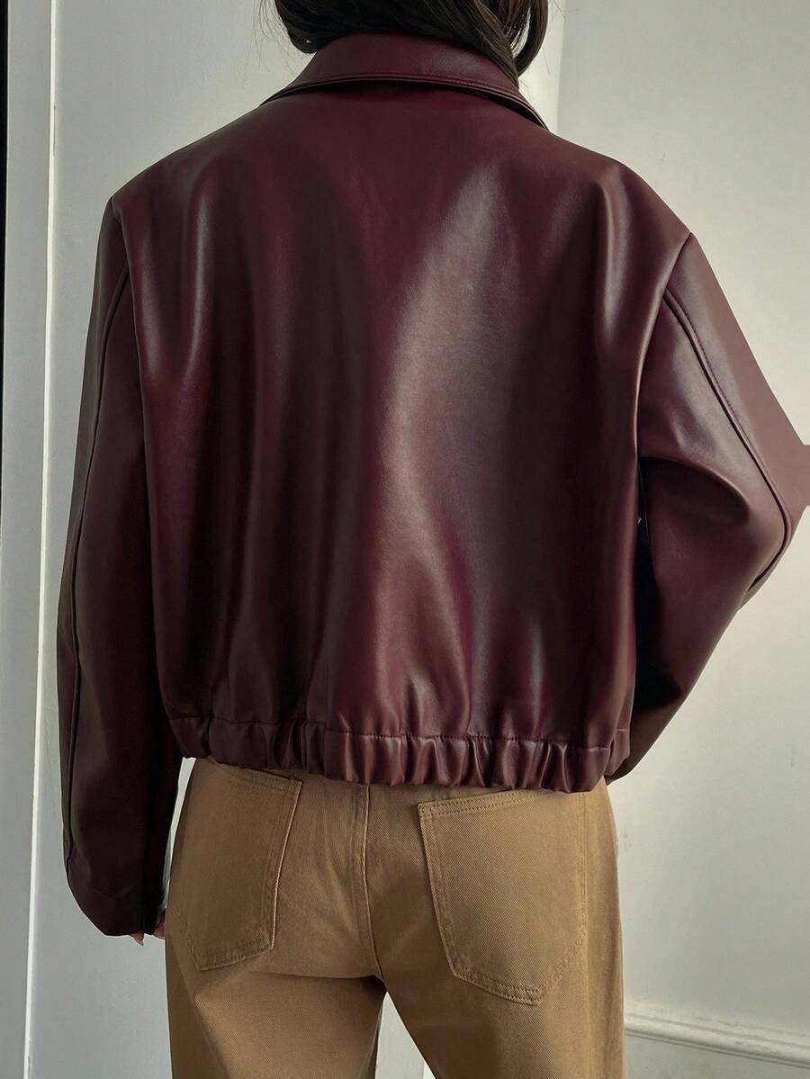 Lettie Faux Leather Zip Front Jacket - view 2