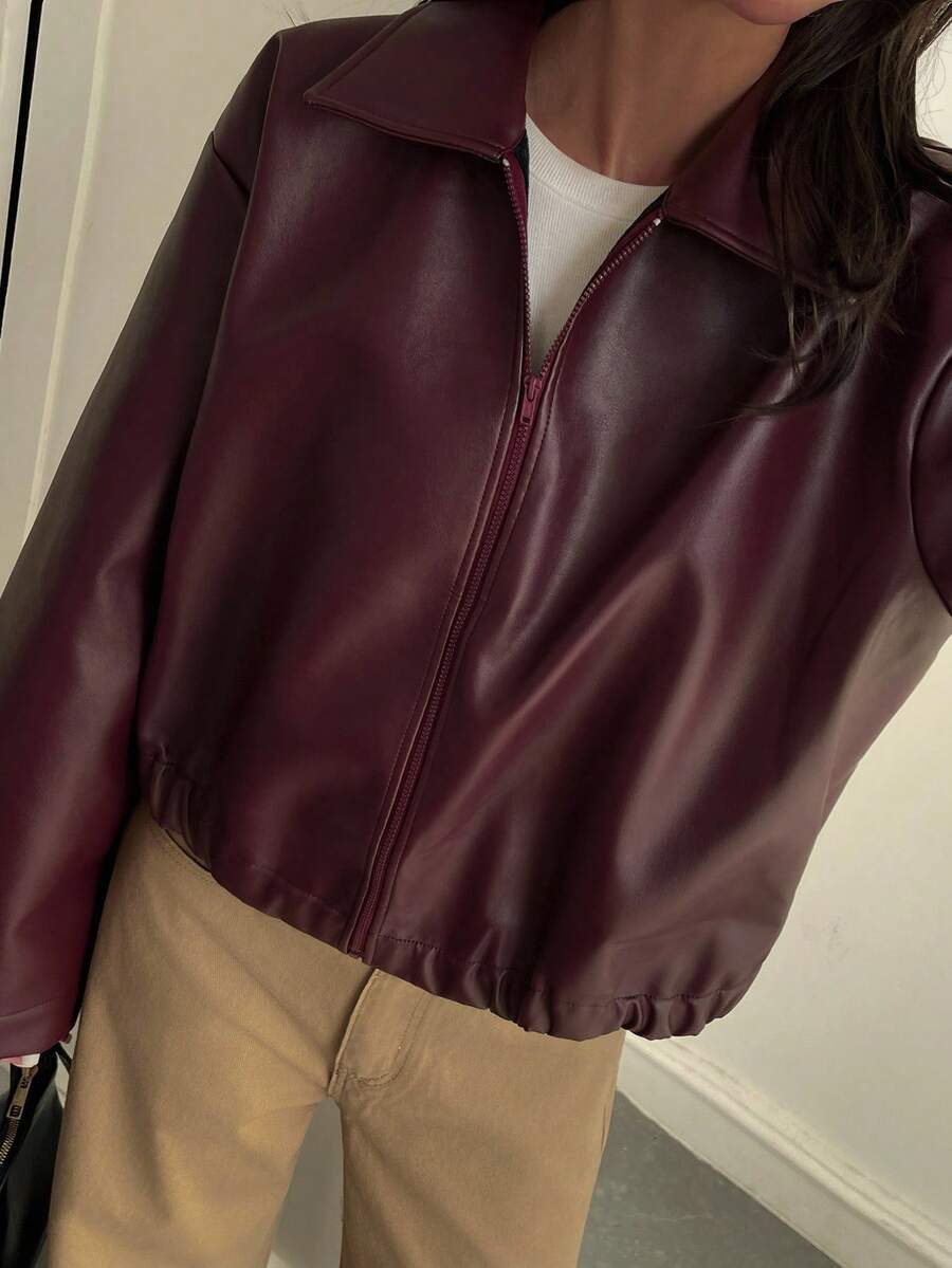 Lettie Faux Leather Zip Front Jacket - view 4