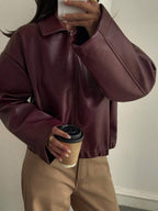 Lettie Faux Leather Zip Front Jacket - view 5