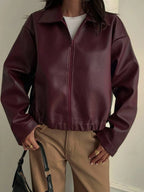 Lettie Faux Leather Zip Front Jacket - view 6