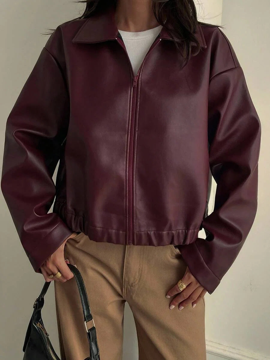 Lettie Faux Leather Zip Front Jacket - view 6