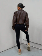 Lark Belted Faux Leather Moto Jacket - view 2