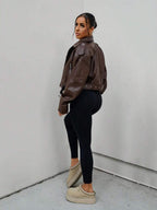 Lark Belted Faux Leather Moto Jacket - view 4