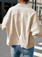 Dot Corduroy Drop Shoulder Shacket - view 7