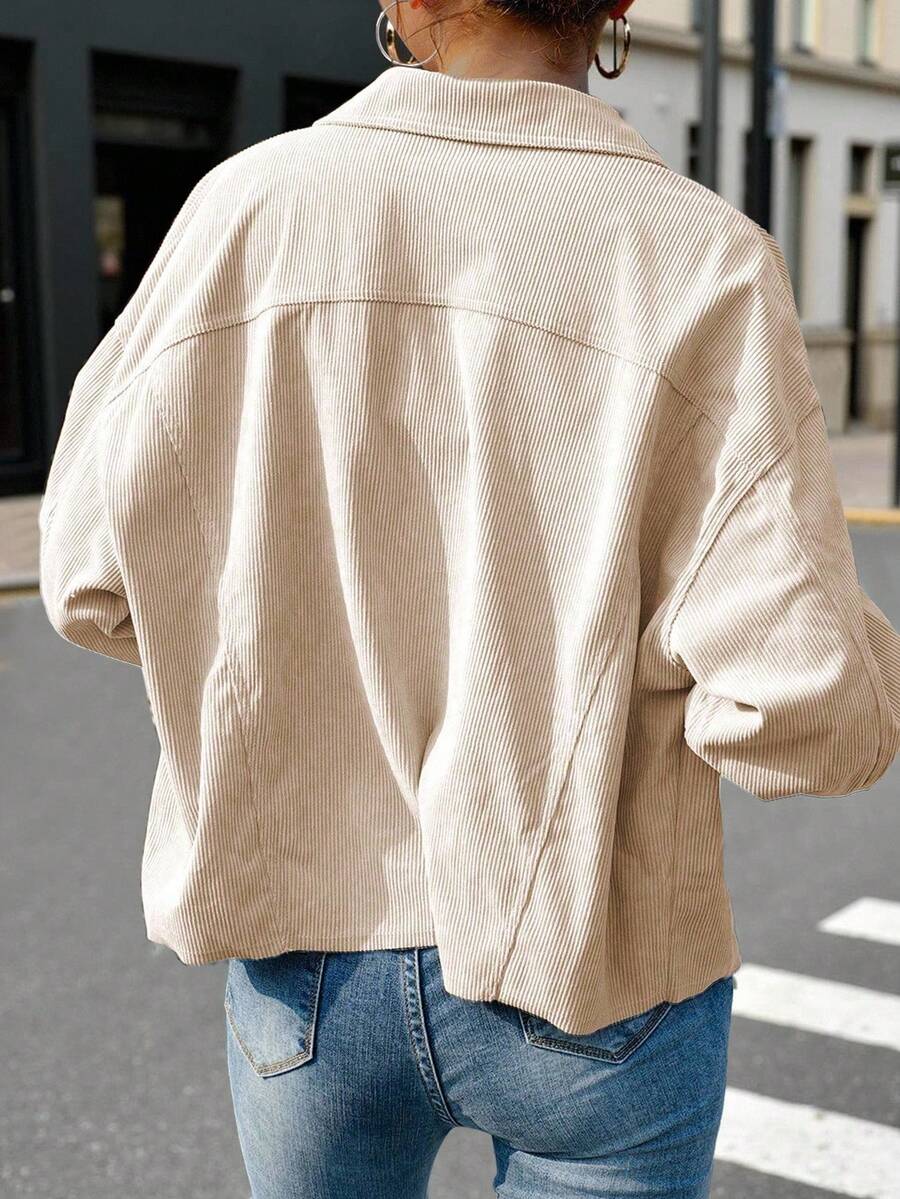 Dot Corduroy Drop Shoulder Shacket - view 7